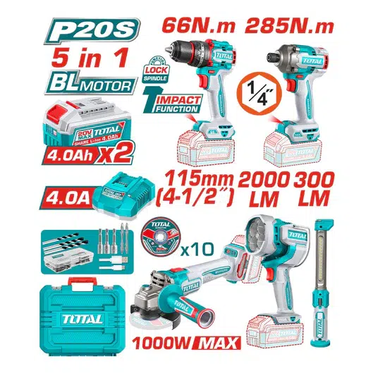 Kit 5 Herramientas 20V con Accesorios