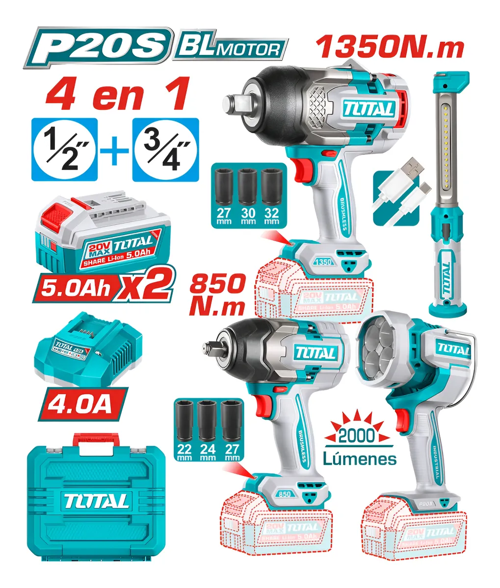 Kit llave de impacto 850nm Y 1350nm + 2 lámparas