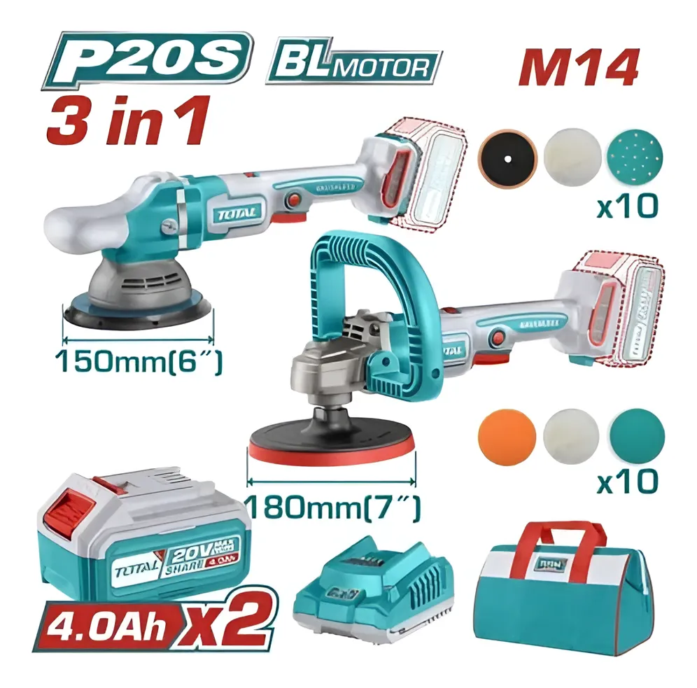 Kit 2 Pulidora 180mm + 150mm 20v TOTAL TOSLI241191 50hz - Imagen 2