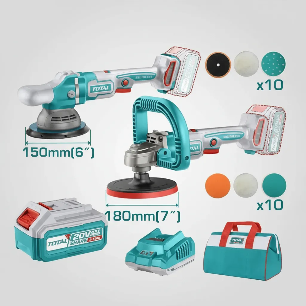 Kit 2 Pulidora 180mm + 150mm 20v TOTAL TOSLI241191 50hz